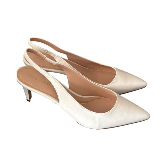 COLE HAAN VANDAM LEATHER SLING-BACK PUMP IVORY - Picture 2 of 11